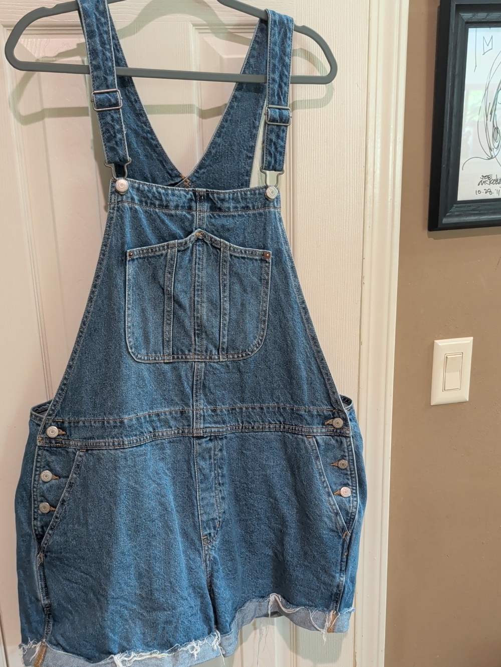 Old Navy Blue Denim Short Overalls with Front Pocket
